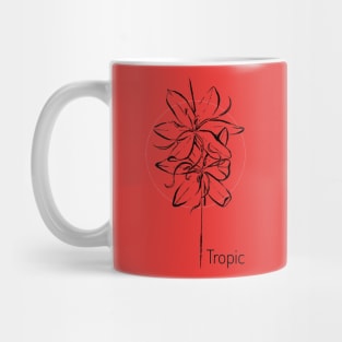 Tropical flower on red circle Mug